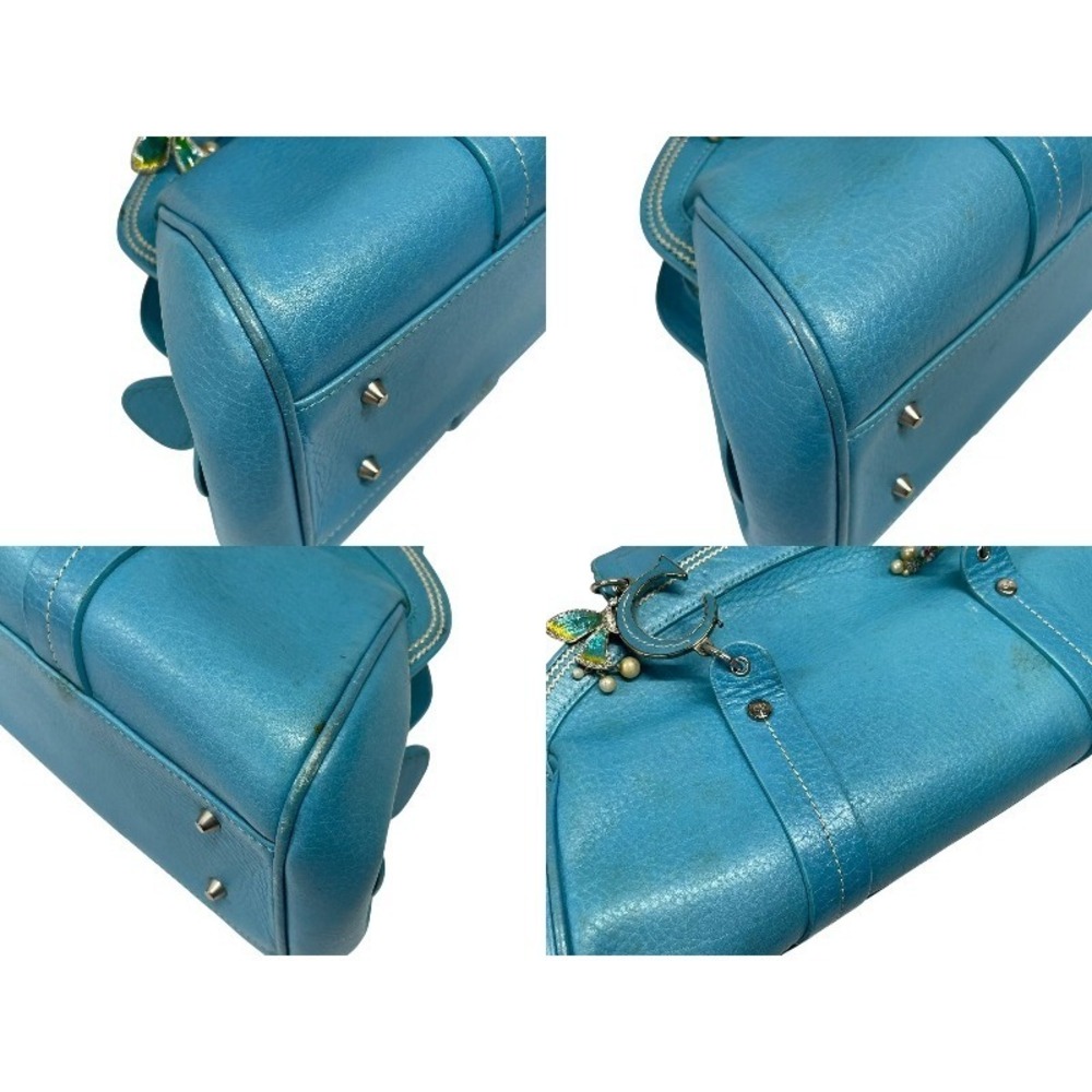 Dior blue charm handbag leather logo Christian - Picture 10 of 10